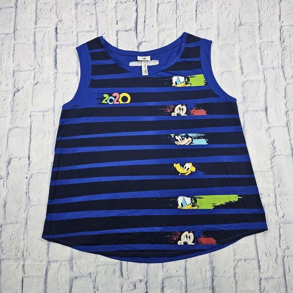 Disney Parks ADULT SIZE 2X 2020 Dated Tank Top Mickey Donald Pluto Goofy Blue - Picture 1 of 9